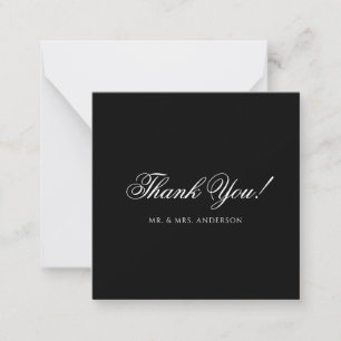 Black Formal Minimalist Script Wedding Thank You Note Card