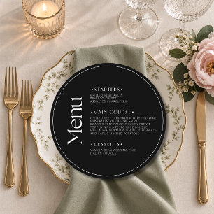 Black Formal Round Welcome Wedding Dinner Menu