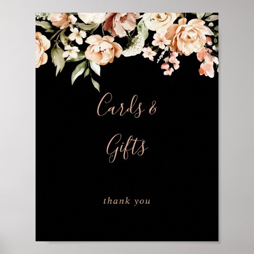 Black Formal Royal Floral Cards and Gifts Sign