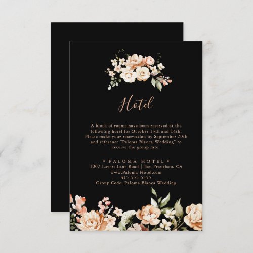 Black Formal Royal Floral Hotel Enclosure Card