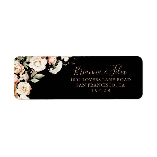 Black Formal Royal Floral Return Address Label