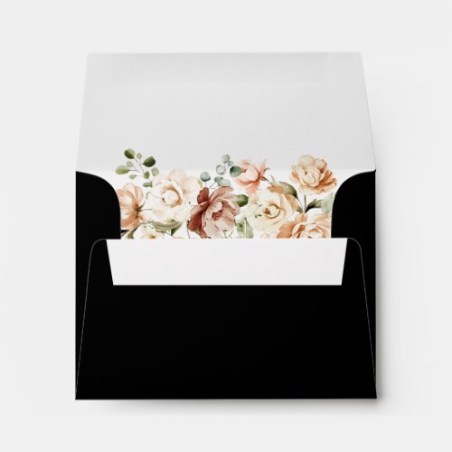 Black Formal Royal Floral Self_Addressed RSVP  Envelope