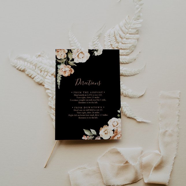 Black Formal Royal Floral Wedding Directions Enclosure Card (Creator Uploaded)