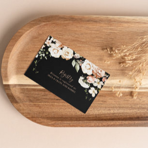 Black Formal Royal Floral Wedding Gift Registry Enclosure Card