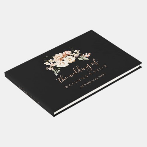 Black Formal Royal Floral Wedding Guest Book