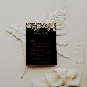 Black Formal Royal Floral Wedding Menu Choice RSVP