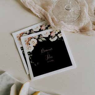Black Formal Royal Floral Wedding Napkin