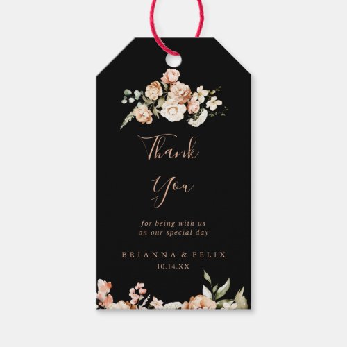 Black Formal Royal Floral Wedding Thank You Gift Tags