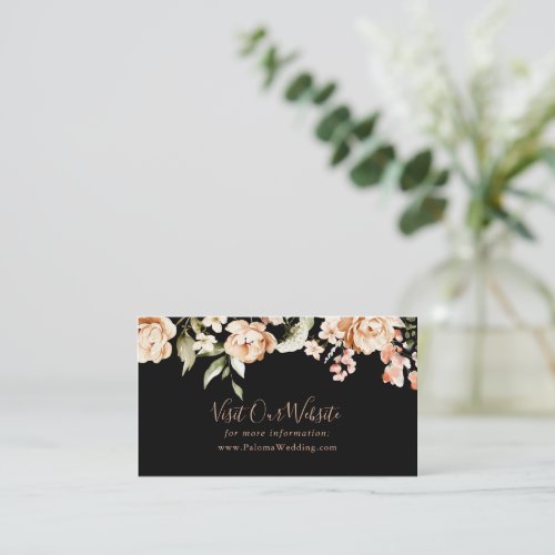 Black Formal Royal Floral Wedding Website Enclosure Card