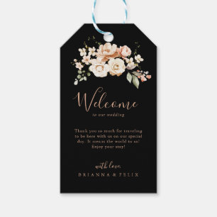 Black Formal Royal Floral Wedding Welcome Gift Tags