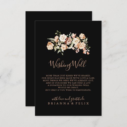 Black Formal Royal Floral Wedding Wishing Well Enclosure Card