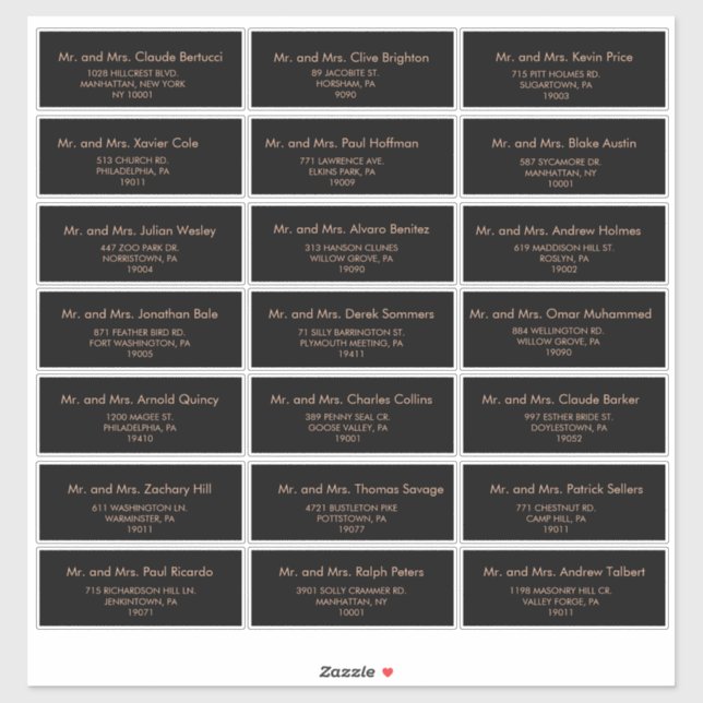Black Formal Royal Wedding Guest Address Label (Sheet)
