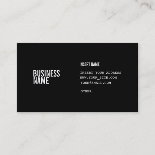 Black Format With Columns Condensed Fonts Business Card