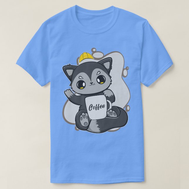 Black Fox For Coffee Lover And Construction Worker T-Shirt (Design Front)