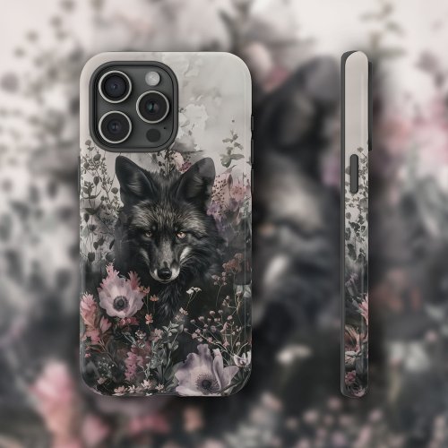Black Fox  Wildflowers iPhone 15 Pro Max Case
