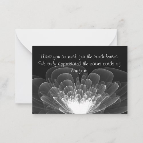 Black Fractal Flower After Funeral Thank You Cards
