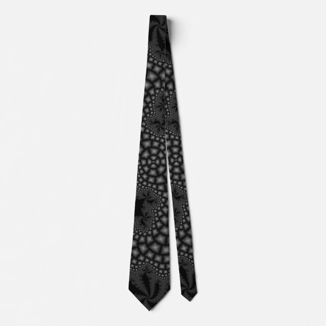 Black fractal  neck tie (Front)