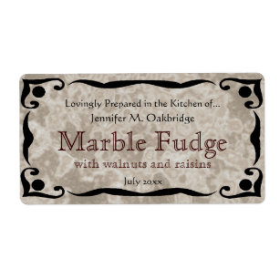Black Frame and Marble Brown Label Template