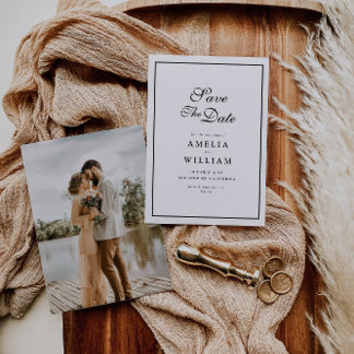 black frame calligraphy wedding Save the Date