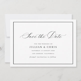 Black frame calligraphy wedding save the date card