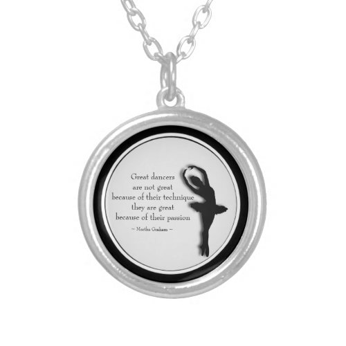 Black frame Dance Motivational Locket Silver Plated Necklace