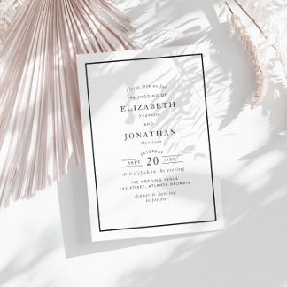 black frame elegant modern wedding invitation