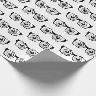 black frame glasses with eyeballs wrapping paper