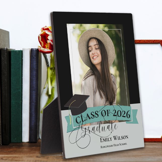 Black Frame Graduation  Keepsake Photo Plaque (Black Frame Graduation Photo Plaque – Class of 2026 Personalized Keepsake)