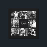 Black Frame Monogrammed Photo Collage Canvas Print<br><div class="desc">Add your family photos, monogram, or any text of your choice.</div>