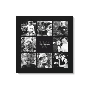 Black Frame Monogrammed Photo Collage Canvas Print