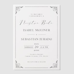Black Frame Motif Nuestra Boda Spanish Wedding Vellum Invitations