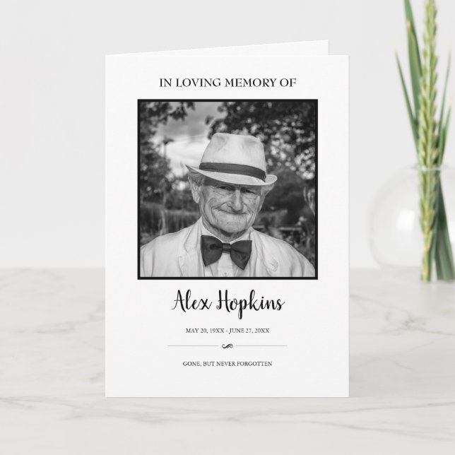 Black Frame Photo Memorial Folded Funeral Program (Front)