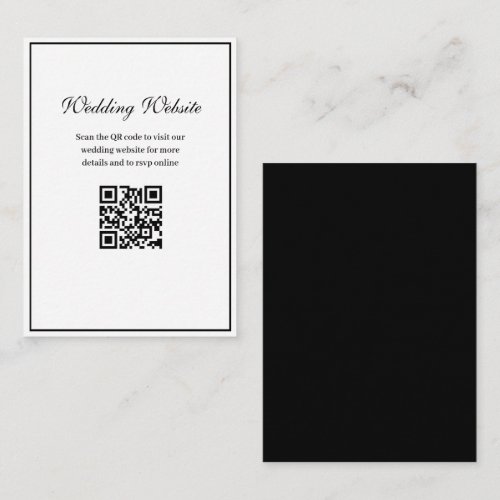black frame QR code wedding website Enclosure Card