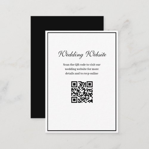black frame QR code wedding website Enclosure Card