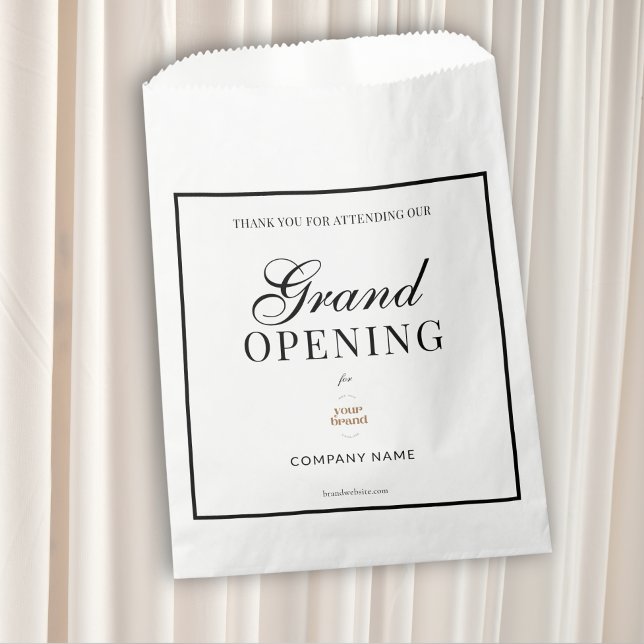 Black Frame Script Business Logo Grand Opening  Favor Bag (Creator Uploaded)