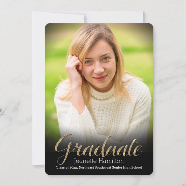 Black Frame Vignette Photo Graduation Announcement (Front)
