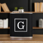 Black Framed Monogram Flask<br><div class="desc">Modern and trendy monogram initial.</div>