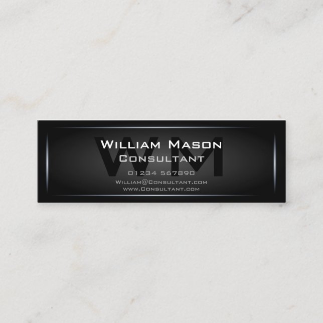 Black Framed Monogram Professional - Business Card (Front)