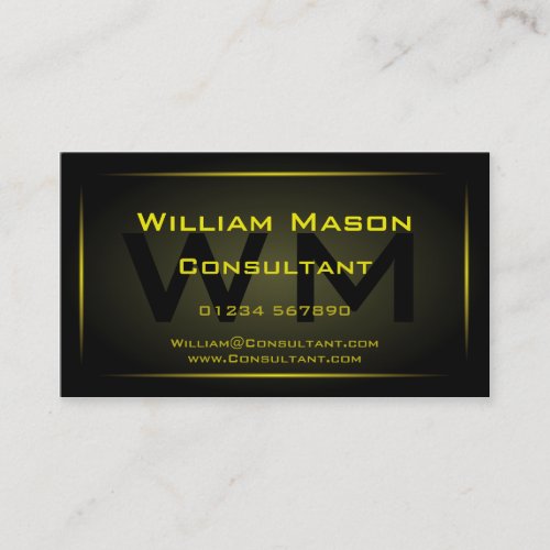 Black Framed Monogram Professional - Business Card