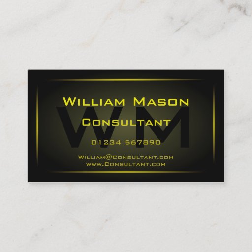 Customizable Black Framed Monogram Professional - Business Card