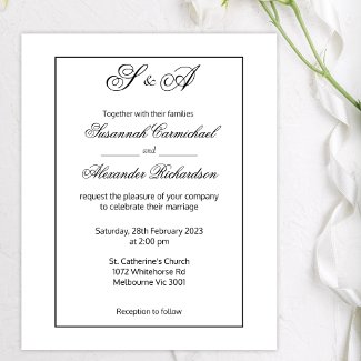 Black Framed Monograms Minimalist Budget Wedding