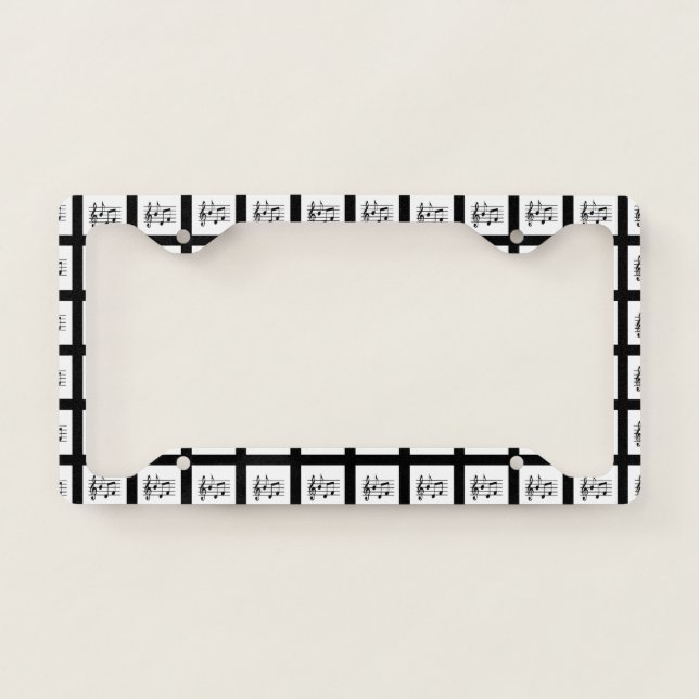 Black Framed Musical Squares License Plate Frame (Front)