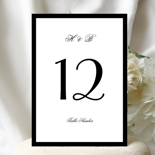 Black Framed White Formal 5 x 7 Table Numbers