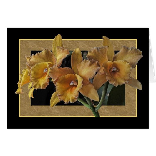 Black Framed Yellow Orchids Card (Front Horizontal)