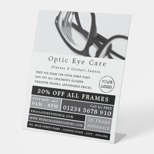 Black Frames Optician Technical Practitioner Pedestal Sign