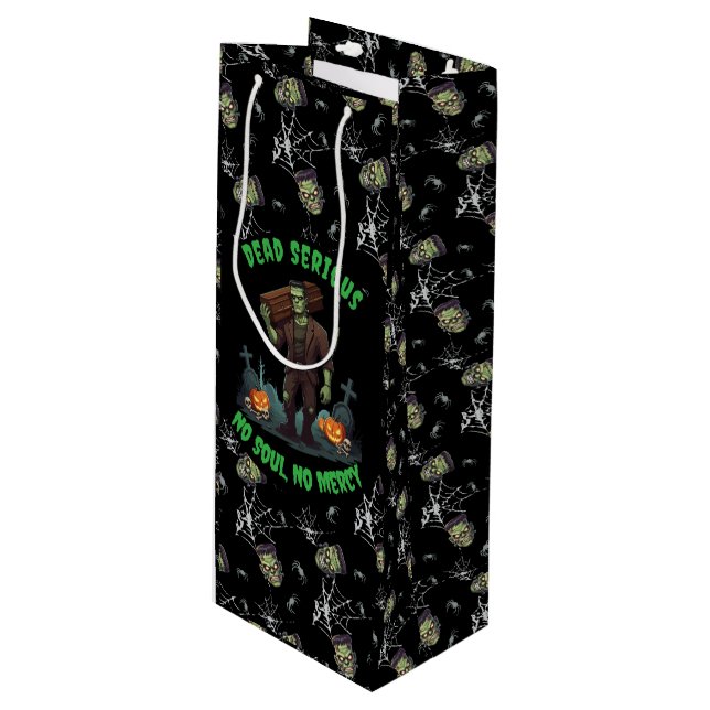 🖤 Black Frankenstein Halloween Gift Bag 💀🎃 (Front Angled)