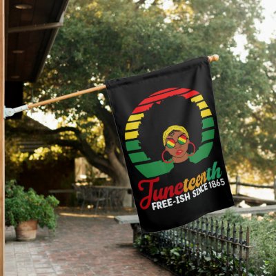 Black Freedom Free Ish Since 1865 Juneteenth  House Flag