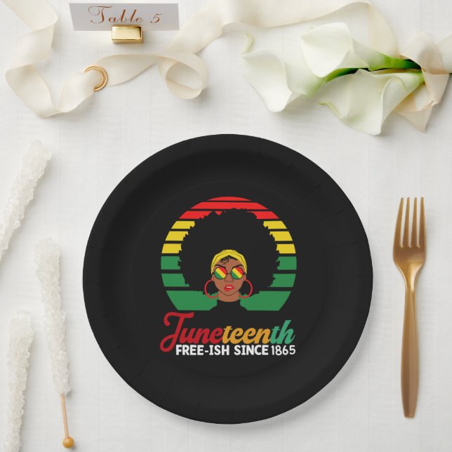 Black Freedom Free Ish Since 1865 Juneteenth  Paper Plates (Wedding)