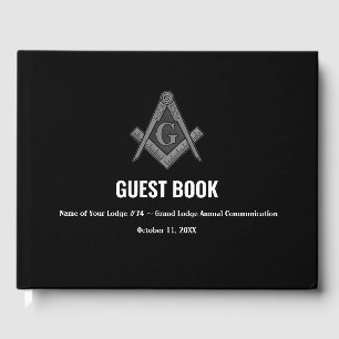 Black Freemasons Masonry Square and Compass Guest Book