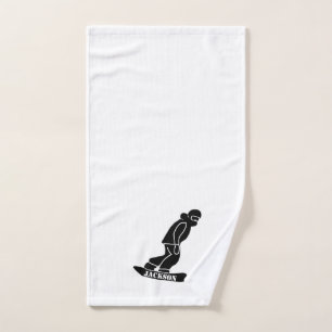 Black Freeride Snowboarder Snowboarding Stencil Hand Towel